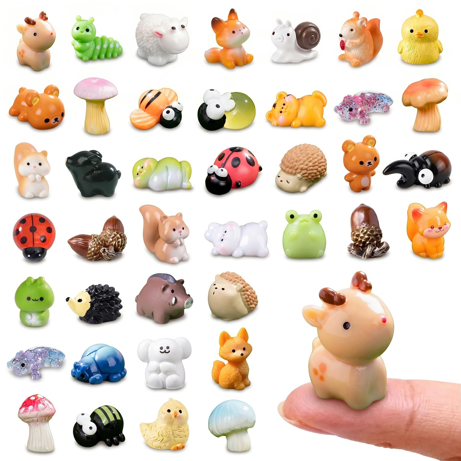 Amazon.com: Zerobe 40Pcs Mini Forest Animal Figurines: Resin Fairy